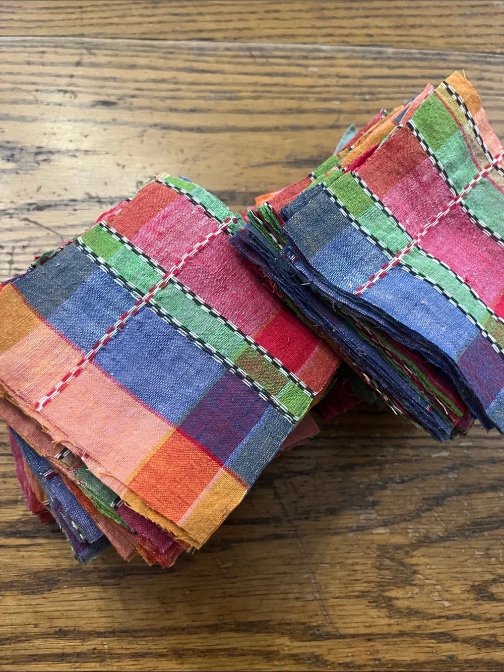 Quilt patchwork Colorful Plaid Cotton Set of Multicolor Squares